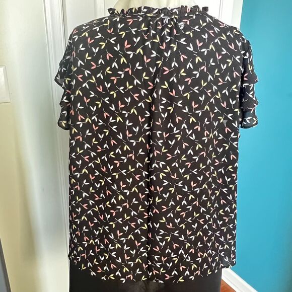 Womens Liz Claiborne Black with Mint, Yellow, Cream Floral Print  1X - Picture 2 of 10